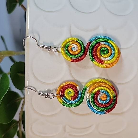 Anthropologie Jewelry - 🔥LAST PAIR🔥 Tie-Dye Fiber Wrapped Squiggle Drop Earrings